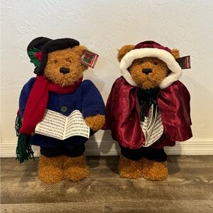 Vtg MTY International Christmas Standing “NOEL” Brown Bear Plush Toy Display SET